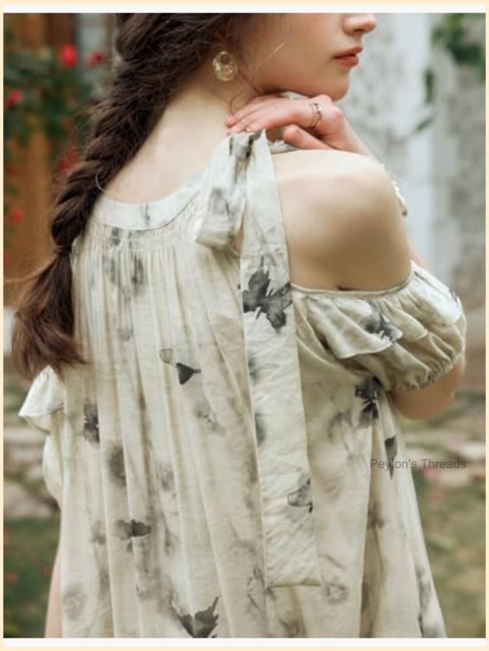 Floral Midi Dress Off-Shoulder Ruffle Loose Flowing Beach Vacation - Picture 4 of 7